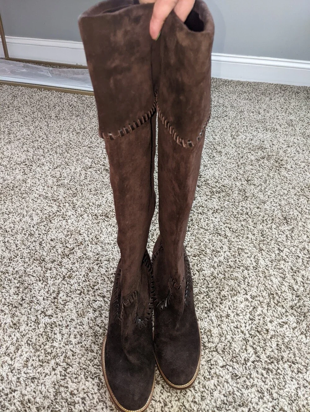 Michael Kors Brown Suede Tall Leather Boots 7